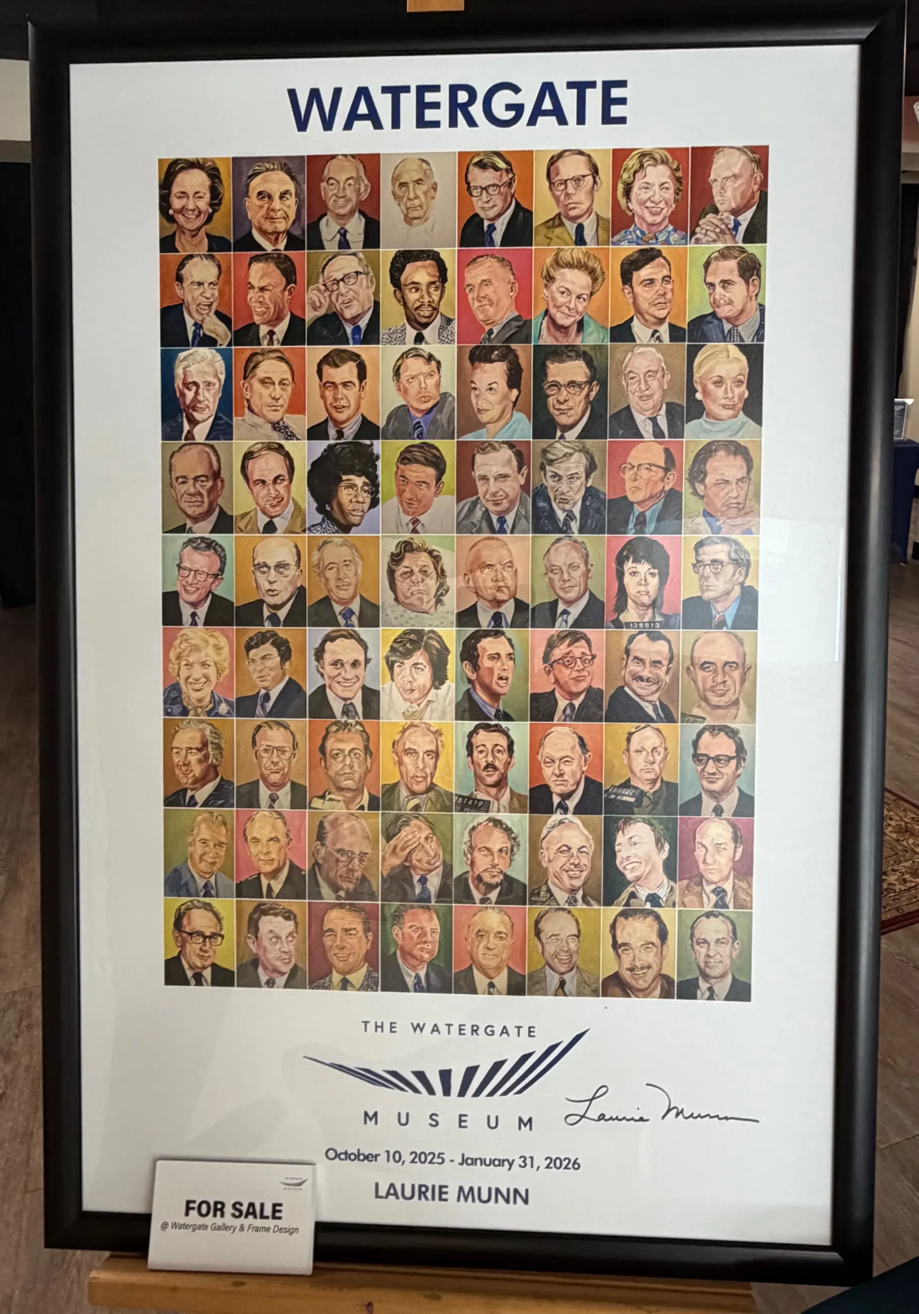 Commemorative posters of Laurie Munn's 'Watergate Portraits'